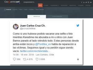 tuit Juan carlos Cruz por apoyo papa a Barros 01-cqnet