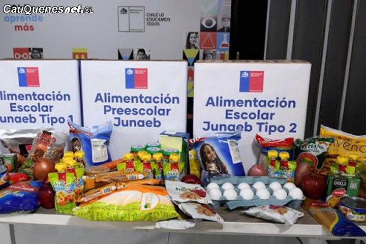 Alumnos de Pelluhue reciben raciones de alimentos