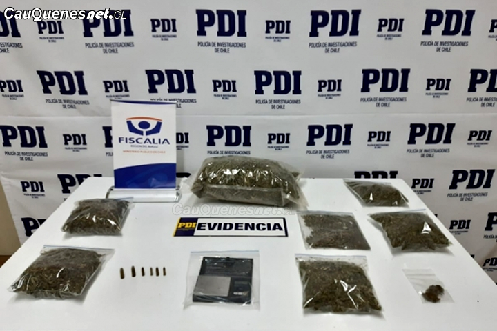 #Pelluhue: PDI allanó domicilio en Curanipe incautando Droga, municiones y dinero