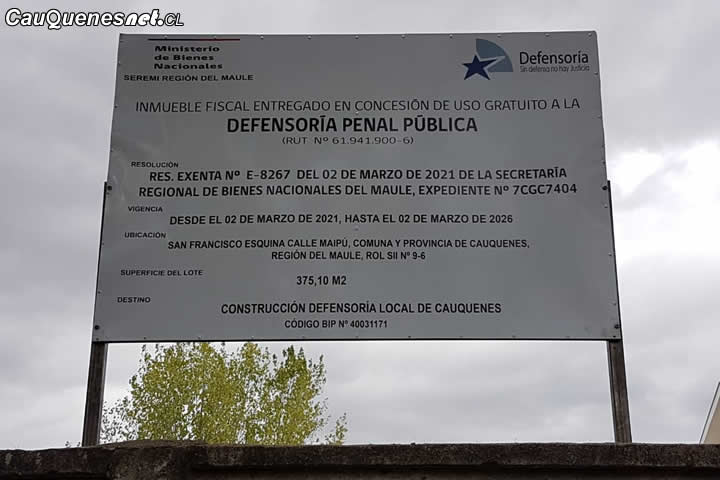 En #Cauquenes Defensoría Penal Pública recibe concesión de inmueble fiscal para la construcción de oficina local