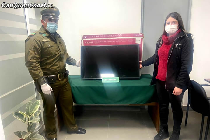 #Cauquenes: Carabineros recuperó la tele robada a un local comercial