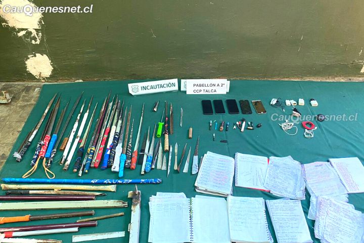 En Cárcel de #Talca incautan sobre 600 armas blancas y más de 300 celulares