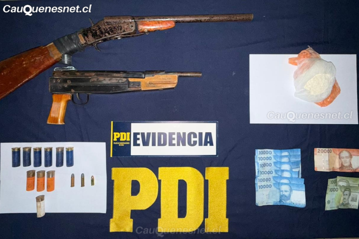 Operativo MT-0 en Cauquenes deja cuatro detenidos tras incautación de droga y armas